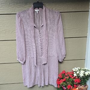 Joie Silk Maroon Slip Neck Tie Long Sleeve Dress M